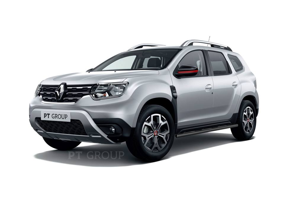 Защита порогов прямая Ø63 мм ШАГРЕНЬ (ППК) RENAULT Duster 2021-  от производителя ПТ ГРУПП