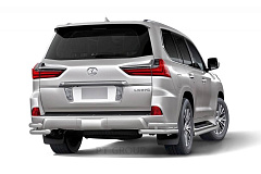 Защита заднего бампера двойная угловая Ø63/51мм (НПС) LEXUS LX 450D 2015- от производителя ПТ ГРУПП