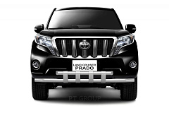 Защита переднего бампера двойная с пластинами Ø63/63мм (НПС) TOYOTA LAND CRUISER PRADO 150 2013-2016 от производителя ПТ ГРУПП