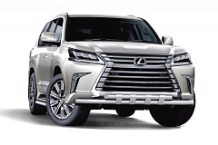 Защита переднего бампера двойная с пластинами Ø63/63мм (НПС) LEXUS LX 450D 2015- от производителя ПТ ГРУПП