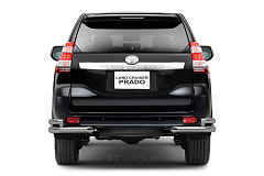 Защита заднего бампера двойная угловая Ø63/51мм (НПС) TOYOTA LAND CRUISER PRADO 150 2013-2016 от производителя ПТ ГРУПП