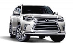 Защита переднего бампера двойная Ø63/63мм (НПС) LEXUS LX 450D 2015- от производителя ПТ ГРУПП