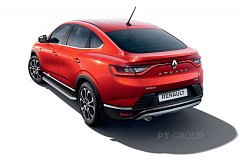 Защита порогов с алюминиевой площадкой (ППК) Renault DUSTER