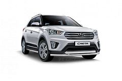 Защита переднего бампера двойная Ø63/63мм (НПС) HYUNDAI Creta 2016-2020 от производителя ПТ ГРУПП